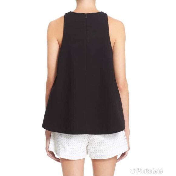 NICHOLAS Flare Crop Top Sleeveless Knit Layered High Low Black Size 4 New - Picture 4 of 16